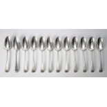 TWELVE GEORGE III OLD ENGLISH PATTERN SILVER TABLESPOONS, CHRISTOPHER AND THOMAS WILKES BARKER, LOND