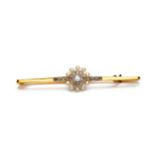 A DIAMOND AND SEED-PEARL BAR BROOCH