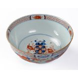 A CHINESE IMARI "PEONY AND PRECIOUS OBJECT" PUNCH BOWL, QING DYNASTY, 18TH CENTURY