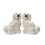 A PAIR OF LARGE STAFFORDSHIRE CAVALIER KING CHARLES SPANIELS, EARLY 20TH CENTURY