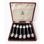 A CASED GEORGE V SET OF SIX SILVER CORONATION TEASPOONS, ELKINGTON AND CO LTD, BIRMINGHAM, 1936