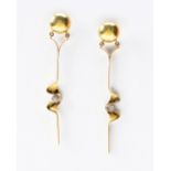 A PAIR OF 18CT GOLD AND DIAMOND PENDANT EARRINGS