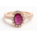 A RUBY AND DIAMOND RING