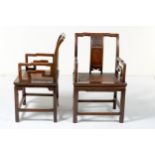 A PAIR OF CHINESE SOUTHERN OFFICIAL HAT ARMCHAIRS, QING DYNASTY, LATE 19TH/EARLY 20TH CENTURY