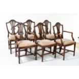 A SET OF SIX HEPPLEWHITE STYLE MAHOGANY DINING CHAIRS