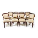 A SET OF EIGHT VICTORIAN STYLE MAHOGANY DINING CHAIRS