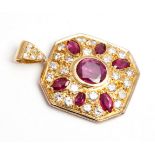 A RUBY AND DIAMOND PENDANT