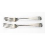 A PAIR OF CAPE SILVER OLD ENGLISH PATTERN TABLEFORKS, WILLEM GODFRIED LOTTER