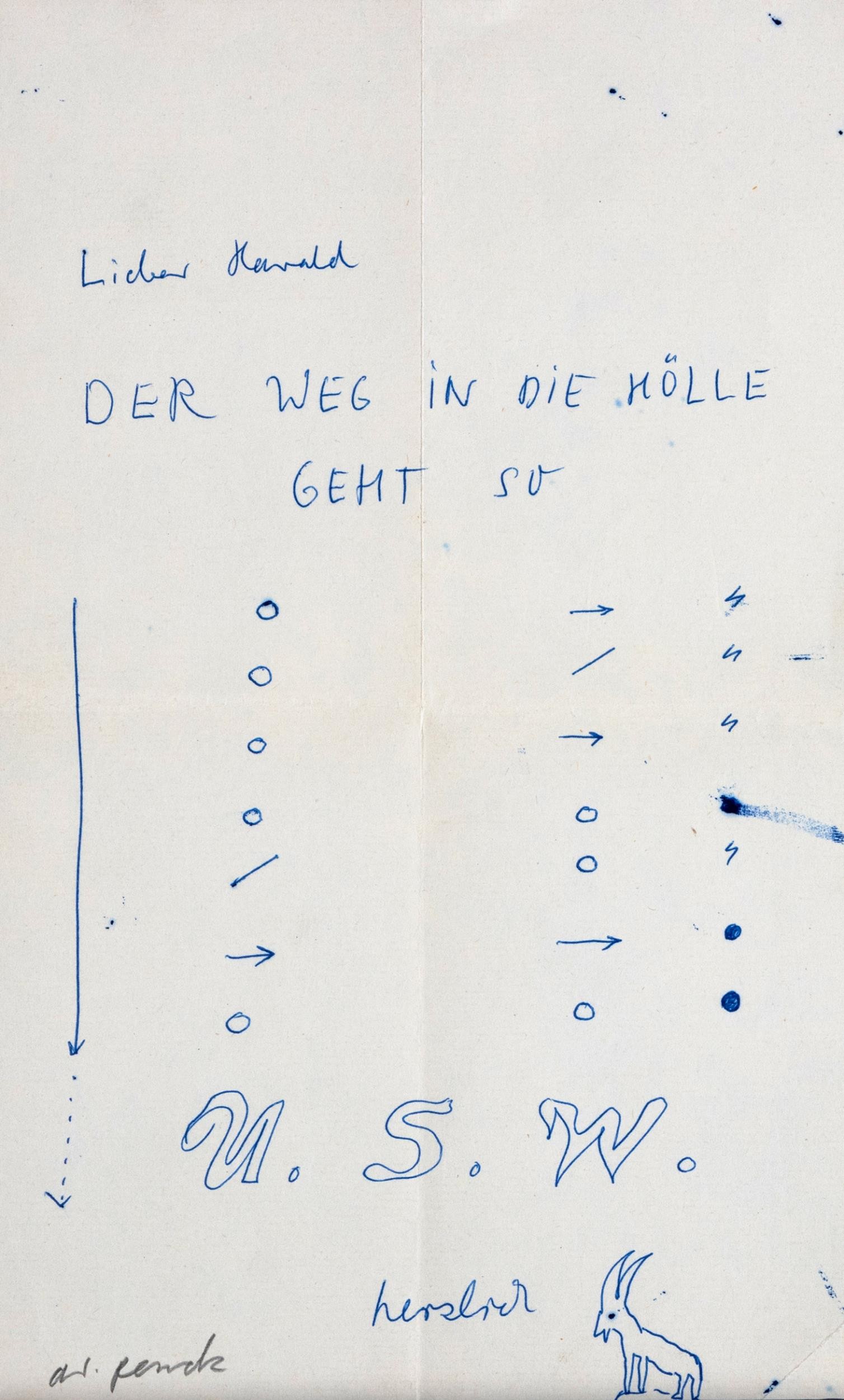 A.R. Penck aka Ralf Winkler (German 1939 - 2017) DER WEG IN DIE HÖLLE GEHT SO