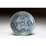 A CHINESE BLUE AND WHITE 'STARBURST' DISH, QING DYNASTY, 1644 - 1912