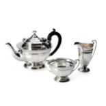 A GEORGE V SILVER THREE PIECE TEA SERVICE, ROBERTS AND BELK, SHEFFIELD, 1924