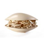 A CHINESE IVORY "CLAMS DREAM' CARVING, QING DYNASTY, LATE 19TH CENTURY