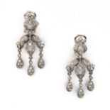 A PAIR OF DIAMOND PENDANT EARRINGS