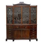 A GEORGE III STYLE MAHOGANY BUREAU BOOKCASE