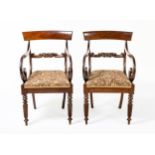 A PAIR OF WILLIAM IV MAHOGANY ARMCHAIRS