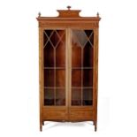 AN EDWARDIAN MAHOGANY AND INLAID DISPLAY CABINET