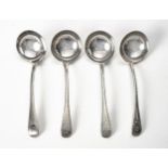 FOUR GEORGE III OLD ENGLISH PATTERN SILVER SAUCE LADLES, CHRISTOPHER AND THOMAS WILKES BARKER, LONDO