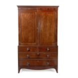 A GEORGE III MAHOGANY LINEN PRESS