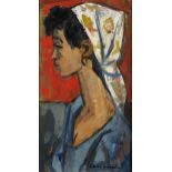 Maurice van Essche (South African 1906 - 1977) PORTRAIT OF A WOMAN IN A HEADSCARF