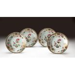A SET OF FOUR CHINESE FAMILLE ROSE EUROPEAN MARKET 'POPPY' PLATES, QING DYNASTY, QIANLONG, 1736 - 17