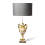 A FRENCH ALABASTER AND GILT-METAL TABLE LAMP