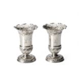 A PAIR OF VICTORIAN SILVER VASES, FENTON BROTHERS, SHEFFIELD, 1895