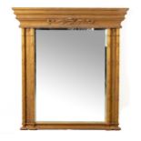 A GILT OVERMANTEL MIRROR, SECOND HALF 20TH CENTURY