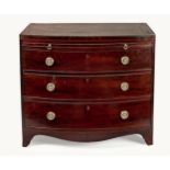 A MAHOGANY BOW FRONTED CHEST-OF-DRAWERS, 19TH CENTURY