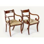 A PAIR OF REGENCY MAHOGANY ARMCHAIRS