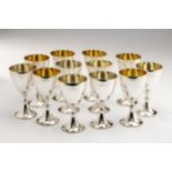 AN ELIZABETH II SET OF TWELVE SILVER GOBLETS, TREVOR TOWNER, LONDON, 1971