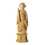 A CHINESE IVORY CARVING OF A MAIDEN, POSSIBLY YUENU, QING DYNASTY, 19TH CENTURY