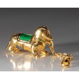 AN ESTEE LAUDER SOLID PERFUME COMPACT, GOLDEN DACHSHUND, 2003