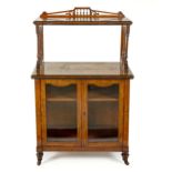 A VICTORIAN WALNUT AND EBONISED CABINET