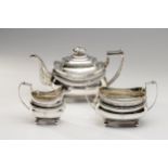 A GEORGE IV SILVER THREE-PIECE TEA SERVICE, NAPHTALI HART, LONDON, 1824