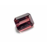 AN UNMOUNTED OCTAGONAL MIXED-CUT PINK TOURMALINE