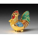 AN ESTEE LAUDER SOLID PERFUME COMPACT, BEJEWELED ROOSTER - DESIGNED BY JUDITH LEIBER, 2004