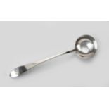 A SILVER SAUCE LADLE, IMPRESSED J.E