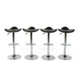 A SET OF FOUR SADDLE SEAT BAR STOOLS