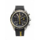 A STAINLESS STEEL WRISTWATCH, OMEGA SPEEDMASTER RACING CO-AXIAL CHRONOGRAPH
