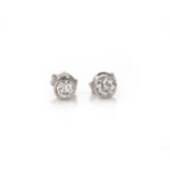 A PAIR OF DIAMOND EAR STUDS