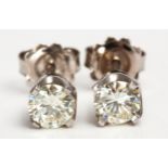 A PAIR OF DIAMOND EAR STUDS