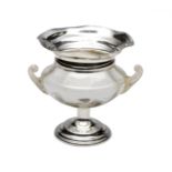 A GEORGE V SILVER AND GLASS PEDESTAL BOWL, HENRY EDWARDS, BIRMINGHAM, 1905