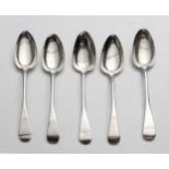 FIVE CAPE SILVER OLD ENGLISH PATTERN TEASPOONS, JOHANNES COMBRINK