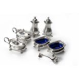 A VICTORIAN ELECTROPLATED SEVEN PIECE CONDIMENT SET, THE GOLDSMITHS AND SILVERSMITHS COMPANY LTD, LO