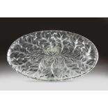 A LARGE LALIQUE 'CHENE' OAK LEAF PATTERN CLEAR AND FROSTED CRYSTAL PLATTER