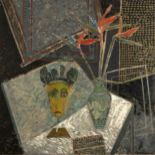 Henry Symonds (South African 1949 - ) STILL LIFE WITH STRALITIZIAS AND AFRICAN MASK