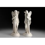TWO PARIAN WARE FIGURES OF AN ANGEL, POSSIBLY MINTON