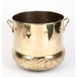 A TWO-HANDLED BRASS BUCKET