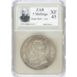 A ZAR 5 SHILLING SINGLE SHAFT 1892 ENCAPSULATED COIN