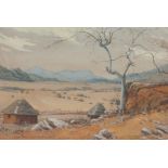 Erich (Ernst Karl) Mayer (South African 1876 - 1960)Â LANDSCAPE WITH HUTS